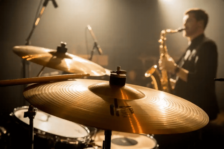 Pair of Cymbals on a Drum Set