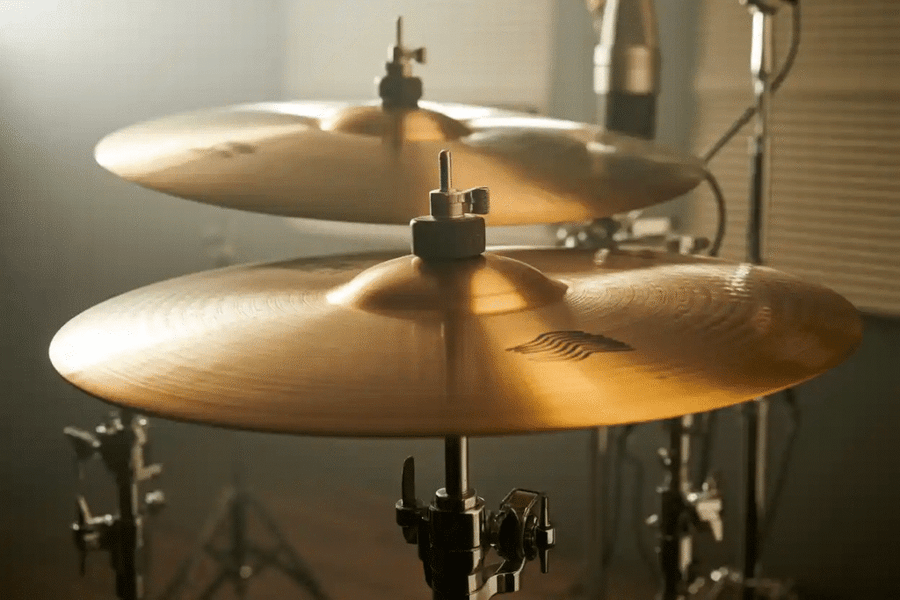Pair of Cymbals on a Drum Set